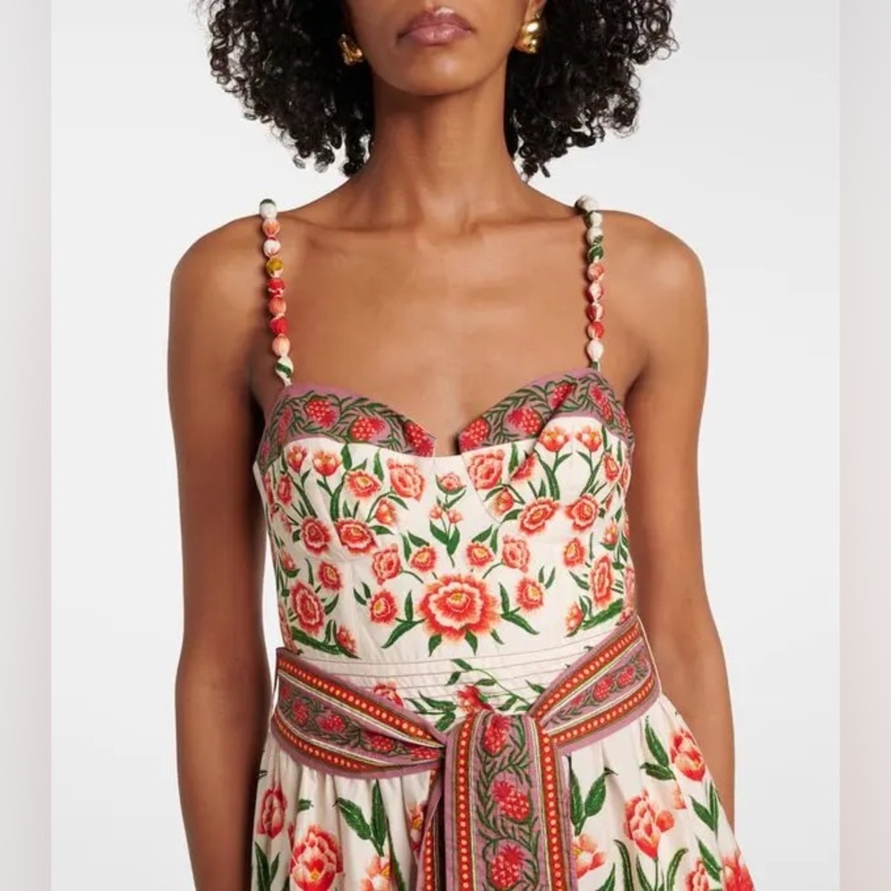 FARM RIO Printed Cotton Midi Dress - White - Picture 3 of 13